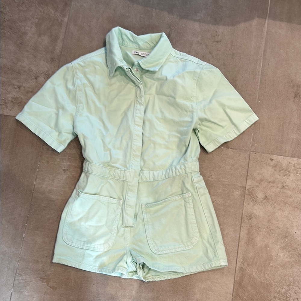 Zara Light Green Short Sleeve Romper
